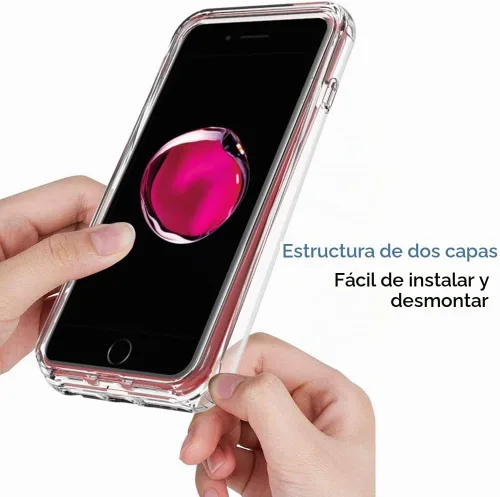 Vista 3 de Funda protectora sólida de cristal resistente de 360° con protector de pantalla compatible con iPhone 7 Plus/8 Plus (5.5 pulgadas), transparente