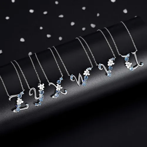 Vista 5 de VIKI LYNN collar con inicial de plata esterlina 925 con circonita con letra regalo personalizable para niñas