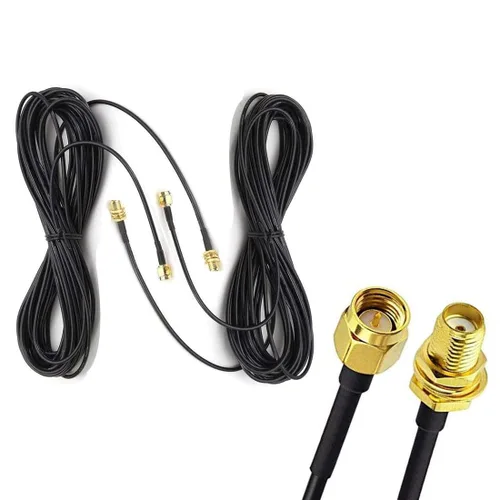 Vista 7 de Cable de extensión de antena WiFi de 3 pies RG174 RF SMA macho a SMA hembra Cable coaxial de baja pérdida chapado en oro coleta con adaptador