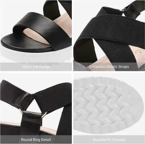 Vista 4 de DREAM PAIRS Sandalias de plataforma con correa de tobillo y punta abierta para mujer