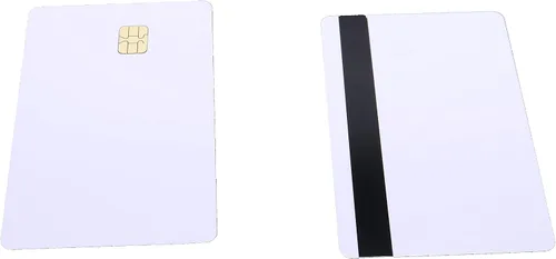 Vista 2 de 10 paquetes SLE4442 Chip Contact IC Card con 5/16 pulgadas 2 pistas Hico banda magnética 2 en 1 PVC en blanco IC tarjeta inteligente inteligente