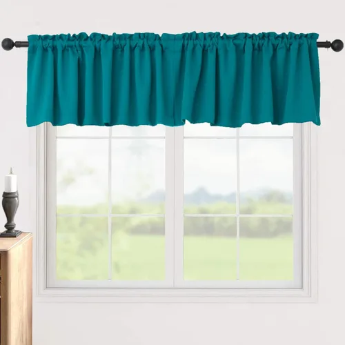 Vista 13 de Pickluc Cortinas opacas con cenefa de 18 pulgadas de largo, cortinas cortas con bolsillo para barra para ventana de cocina, baño, sala de estar