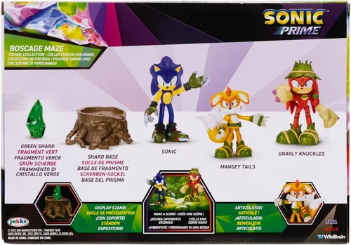 Vista 7 de Sonic Prime - Figuras de acción de 2.5 pulgadas con temática de Laberinto de Jaula Bos, 5 piezas: Sonic, Gnarly Knuckles, Mangey Tails, Tocón