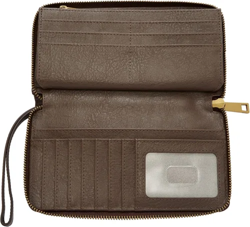 Vista 5 de Fossil Liza - Cartera de cuero con cremallera alrededor para mujer con correa retráctil para la muñeca