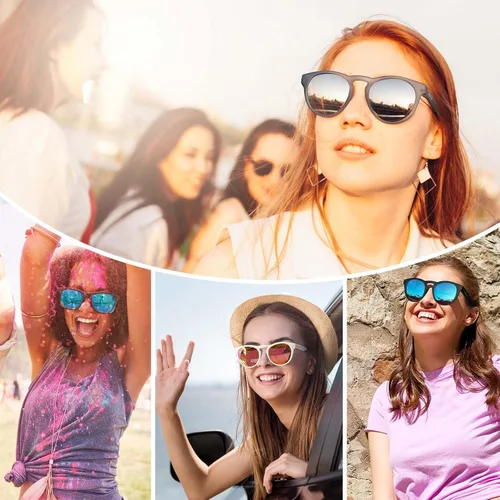 Vista 6 de Lentes de sol de ojo de gato, retro, vintage, antideslizantes, redondos, para hombres y mujeres, lentes polarizadosno polarizados, protección UV