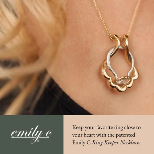 Vista 2 de Ring Holder Necklace - Sterling Silver Necklace with Gold Finish - Engagement Gift for Doctors & Nurses - Gold Jewelry for Mom or Grandmother