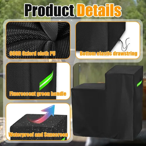 Vista 5 de Funda para freidora Bayou Classic700-701/700-704 600D Oxford cubierta de freidora para freidora de 4 galones con estante de carro, impermeable