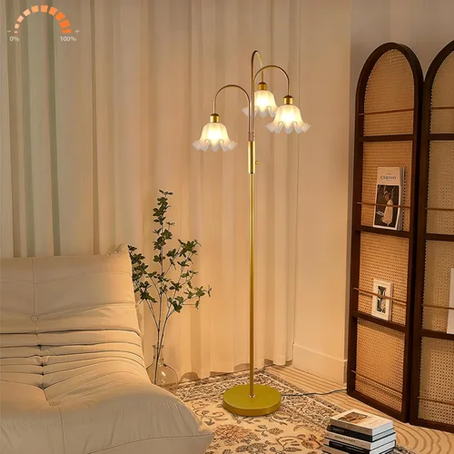 Vista 12 de Lámpara de pie de flores para sala de estar, moderna lámpara de pie de árbol con cabezas ajustables, 3 luces 3000 K suave blanco cálido lámpara