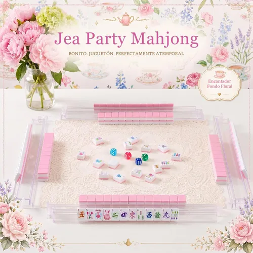 Vista 7 de Soulchen Juego de mahjong americano de fiesta de té rosa de 1.2 pulgadas