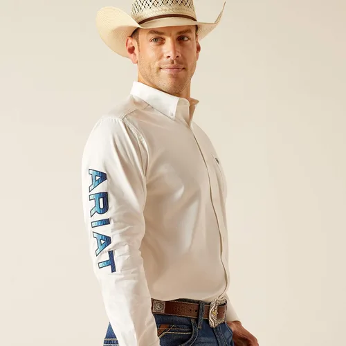 Vista 85 de Ariat Camisa de sarga con logotipo del equipo para hombre