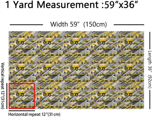 Vista 2 de Feelyou Tela para Construcción de Coches por el Patio, Tela de Tapicería de Camiones de Dibujos Animados para Sillas, Tela Decorativa Impermeable