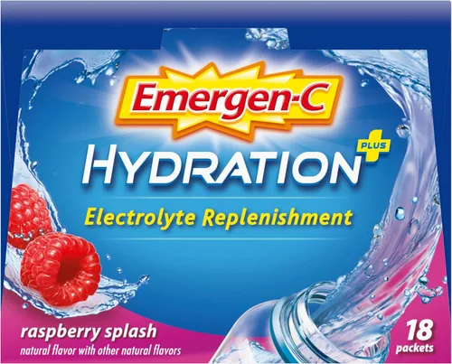 Vista 13 de Emergen-C Hydration+ - Mezcla de bebida deportiva con vitamina C (18 unidades, sabor a frambuesa), reposición de electrolitos, paquetes de polvo
