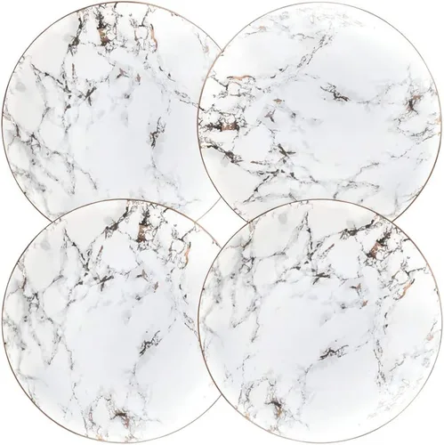 Vista 5 de Coffeezone Juego de 4 platos decorativos de porcelana con diseño de mármol (8 pulgadas)