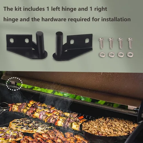 Vista 2 de Kit de bisagra de tapa 1 x lado izquierdo y 1 x bisagra lateral derecha compatible con muchos modelos de parrillas Traeg-er bisagras, para el kit