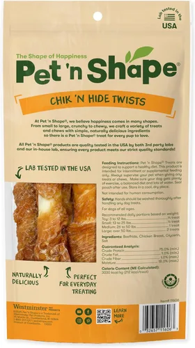 Vista 2 de Pet 'n Shape Chik 'n Hide Twist - Golosinas naturales envueltas en pollo para perros, grandes, 6