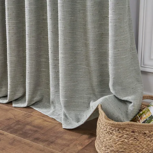 Vista 4 de Cortinas semitransparentes con textura de lino natural gris para sala de estar/dormitorio, con pestaña trasera, 2 paneles, 40 pulgadas de ancho x 84