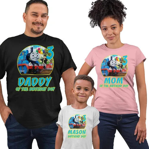 Vista 2 de StickyGumDrop Camisetas personalizadas para cumpleaños con temática de tren