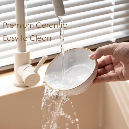 Vista 5 de Platos de cerámica para gatos para alimentos y agua, seguros de porcelana de grado alimenticio, 5.3 pulgadas, paquete de 3 platos y platos