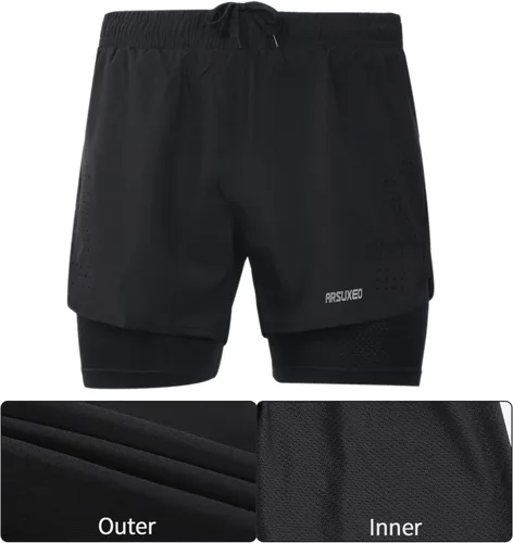 Vista 2 de ARSUXEO - Shorts deportivos para hombre (2 en 1)