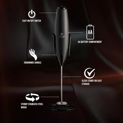 Vista 422 de Zulay Milk Boss Espumador de leche potente manual, hace espuma para latte, batidor para mezclar bebidas, café, miniespumador para capuchino, frappé