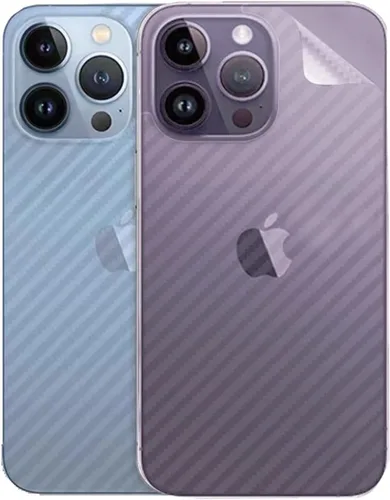 Vista 13 de Para iPhone 13 Pro Protector de pantalla trasera 3D Fibra de carbono Ultra Thin Protector Film-2 Packs-Transparente