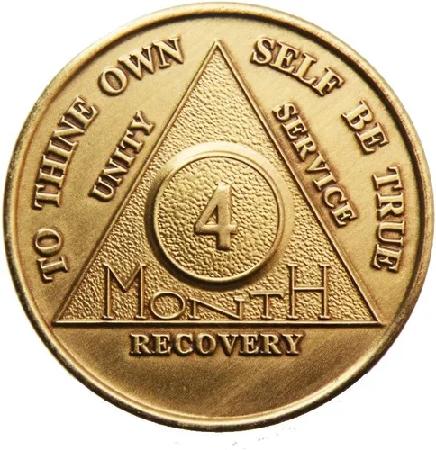 Vista 2 de 4 Month Bronze AA (Alcoholics Anonymous) - Sober/Sobriety/Birthday/Anniversary/Recovery/Medallion/Coin/Chip (Pack of 2)