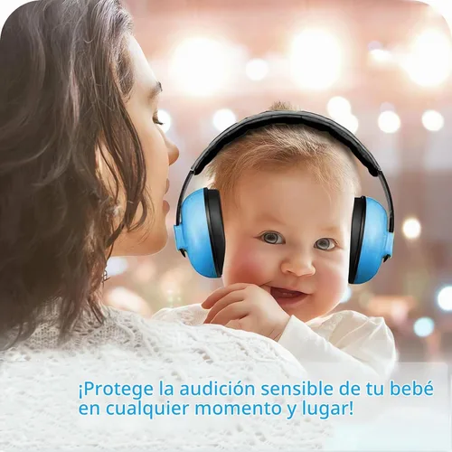 Vista 3 de Auriculares de bebé con cancelación de ruido, orejeras para bebés de 1 a 24 meses, color azul