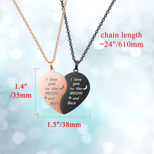 Vista 5 de Zysta Collar personalizado de rompecabezas de corazón a juego para parejas, novio, novia, mujeres, hombres, Yinyang, parejas, collar con colgante