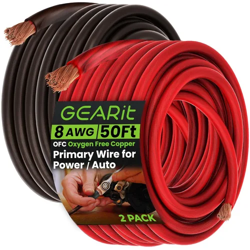 Vista 10 de GEARit Cable de calibre 8 OFC, cable de batería de cobre sin oxígeno 8 AWG, cable negro de alimentación/tierra de 25 pies para audio de automóvil