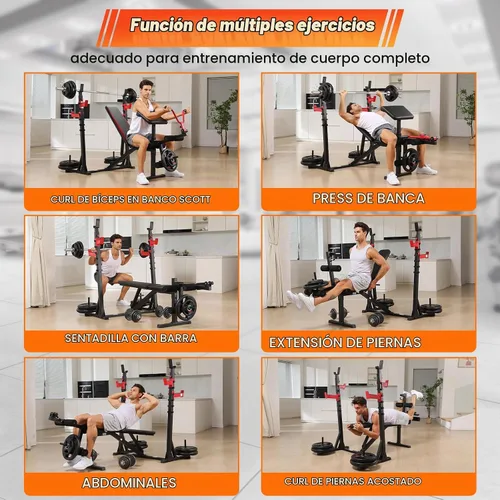 Vista 6 de Aceshin Banco de Pesas Olímpico, Banco de Pesas Ajustable de 900 LBS y Rack de Sentadillas, Set de Press de Banca con Extensión de Piernas
