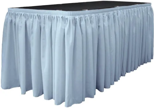 Vista 30 de LA Linen Falda de mesa de popelina de poliéster para mesas rectangulares, tela plisada para banquetes de boda, 14 pies por 29 pulgadas de largo