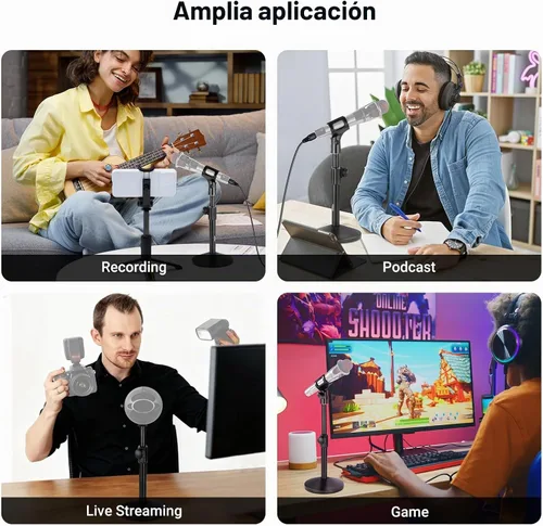 Vista 6 de NEEWER Soporte de micrófono de escritorio, soporte de micrófono de mesa ajustable con clip y adaptador de 3/8 a 5/8 pulgadas compatible con Blue