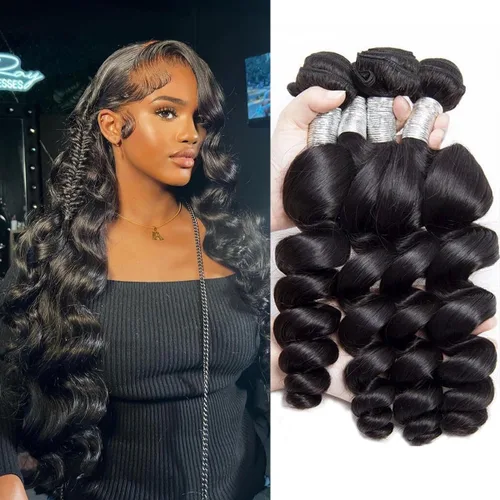 Vista 13 de Extensiones de cabello humano ondulado de 16, 18, 20, 22 pulgadas, grado 10A, extensiones de cabello humano ondulado 100% sin procesar, color negro