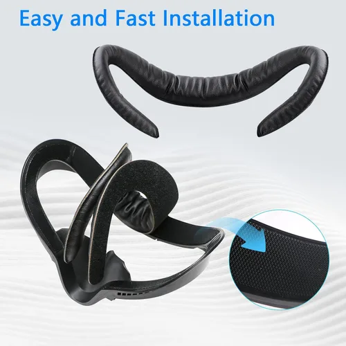 Vista 4 de Compatible con Oculus Quest 2 - Soporte de repuesto de piel sintética VR para Meta Quest 2, a prueba de sudor, cómodo cojín para la cara, accesorios