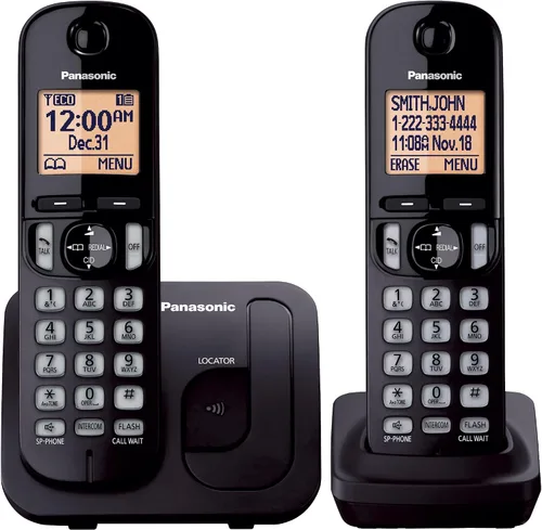 Vista 9 de Panasonic Teléfono inalámbrico, pantalla retroiluminada de 1.6", bloqueo de llamadas, altavoz, 10 horas de tiempo de conversación, 1 auricular