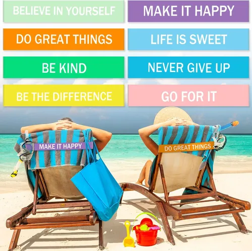 Vista 16 de Boao 4 paquetes de bandas de toalla para silla de playa, esenciales para piscina y crucero, elásticas y resistentes al viento, clips para toallas