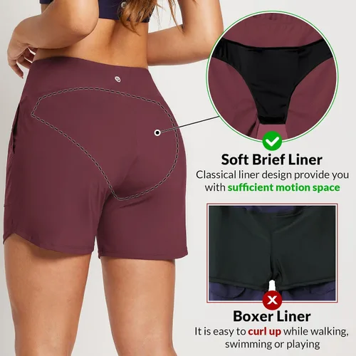 Vista 111 de baleaf Traje de baño de cintura alta de 3, 5, 7, 9 pulgadas, para mujer, de secado rápido, con bolsillos