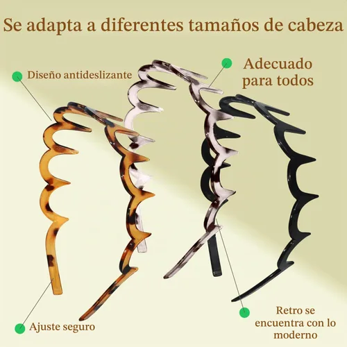 Vista 3 de 3 bandas para el cabello de metal con resorte ondulado (3 piezas)..