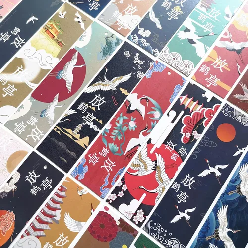 Vista 4 de Marcas de libro de pintura de grúa de la cultura china de la grúa de la cultura china fijadas para el regalo de los amantes del libro