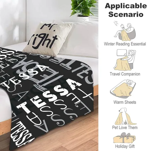 Vista 4 de Manta personalizada con texto y nombre para adultos y niños, regalo para cumpleaños, boda, día de San Valentín (30 x 40 pulgadas)