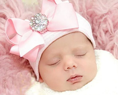 Vista 3 de upeilxd Newborn Hospital Hat Infant Baby Hat Caps with Bow Soft Cute Nursery Beanie Hat