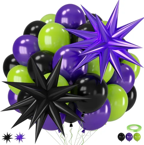 Vista 10 de Globos negros y rojos amarillos azules, globos de confeti de 12 pulgadas negros rojos amarillos azules verdes plateados metálicos con globo