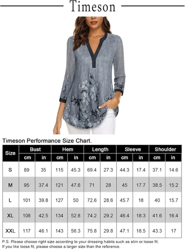 Vista 5 de Timeson Blusas de manga 34 para mujer, cuello en V, camisas de vestir de malla de doble capa