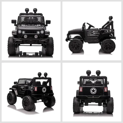 Vista 8 de Aosom Camión de paseo para niños de 12 V con control remoto para padres, automóvil eléctrico alimentado por batería con suspensión de resorte, Negro