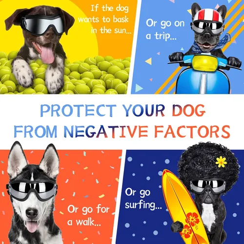Vista 5 de Gafas de Sol para Perros Gafas Protectoras para Perros, Protección UV, Protección contra Viento, Polvo, Niebla, Gafas para Mascotas, Protección