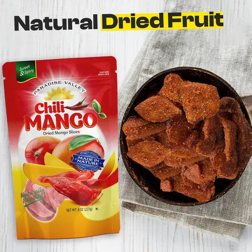 Vista 7 de Sabor original de mango y chile seco, sin azúcar, 100% vagano, sin OMG, sin glutten (todos los ingredientes naturales) (2.25 onzas) paquete de 12