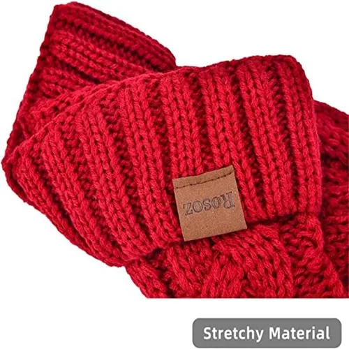 Vista 8 de Rosoz Gorro de cola de caballo para mujer, gorro cálido de invierno, suave, elástico, de punto trenzado, para moño alto