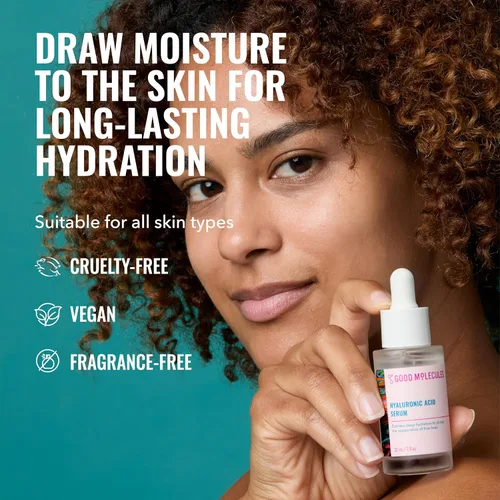Vista 2 de Good Molecules Suero de Ácido Hialurónico - Suero Ultra Hidratante No Graso con 1% de Ácido Hialurónico, Hidratante Facial para Piel más Tersa