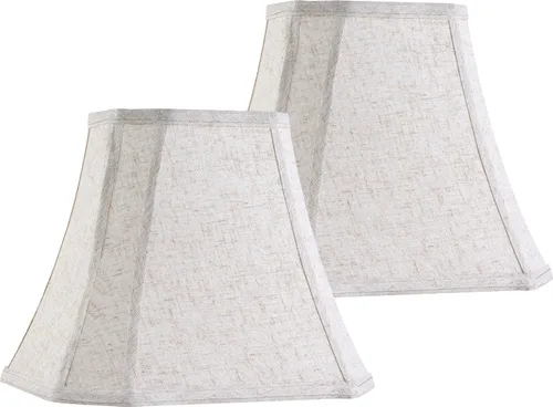 Vista 21 de GO&SO Pantalla de lámpara de esquina de corte cuadrado, 8x14x11 pulgadas, pantalla mediana para lámpara de mesa beige, tela natural hecha a mano