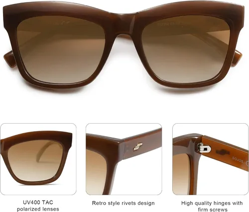 Vista 4 de SOJOS Gafas de sol polarizadas de ojo de gato rectangulares retro para mujer, gafas de sol clásicas de moda con estilo SJ2254
